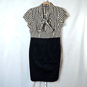 The Limited Gray,Cream & Black Striped Dress Size 10